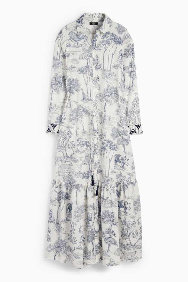 Femmes - Rangsutra x C&A - robe maxi - à motif - bleu foncé / blanc crème