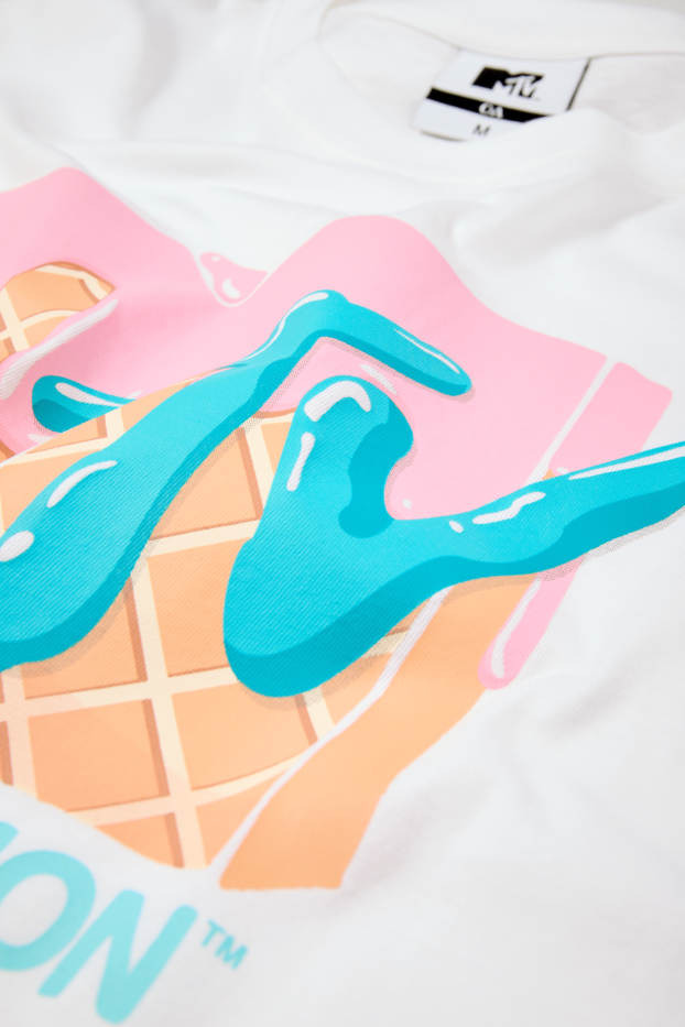 Bărbați - Tricou - supradimensionat - MTV - alb