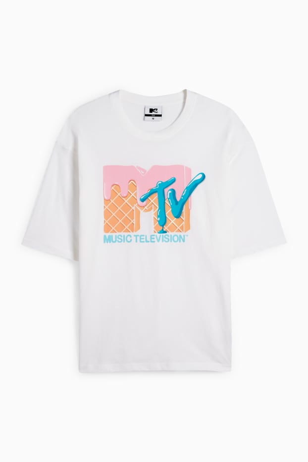 Bărbați - Tricou - supradimensionat - MTV - alb