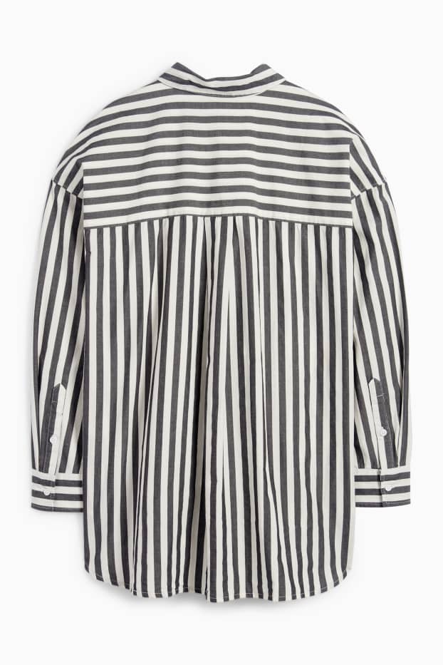 Damen - Bluse - gestreift - weiß / schwarz