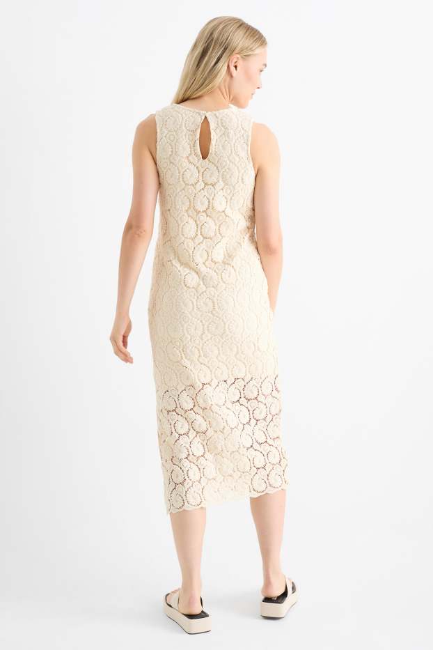 Women - Crocheted dress - cremewhite