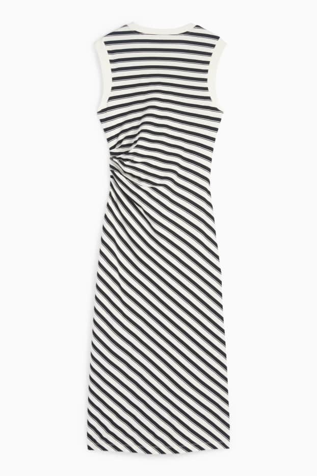 Damen - Fit & Flare Kleid - gestreift - schwarz / weiss