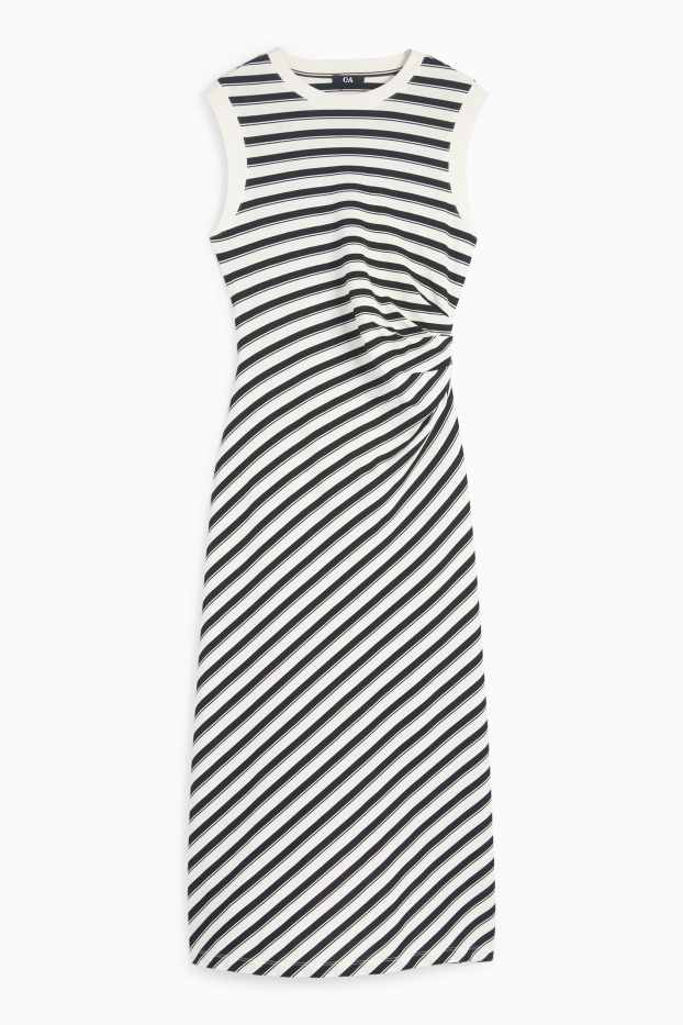 Damen - Fit & Flare Kleid - gestreift - schwarz / weiss