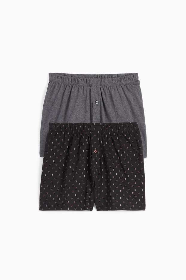 Hommes - Lot de 2 - caleçons - jersey - gris foncé
