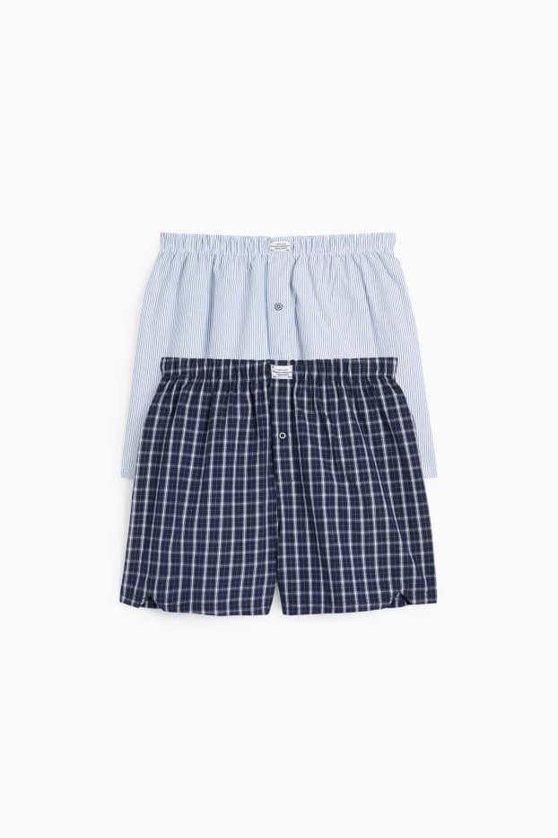 Herren - Multipack 2er - Boxershorts - gewebt - kariert - dunkelblau