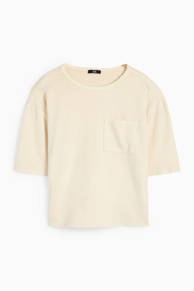 Dames - T-shirt - relaxed fit - licht beige
