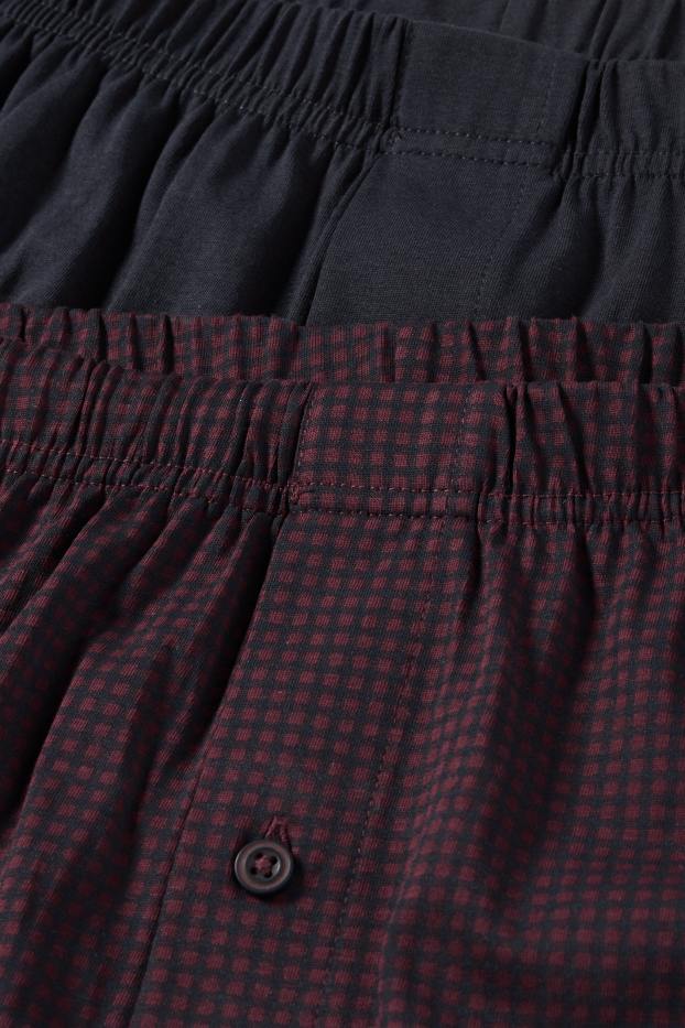 Mężczyźni - Wielopak, 2 pary - bokserki - dżersej - czerwony / niebieski