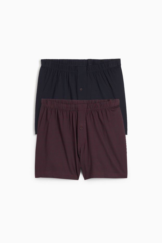 Mężczyźni - Wielopak, 2 pary - bokserki - dżersej - czerwony / niebieski