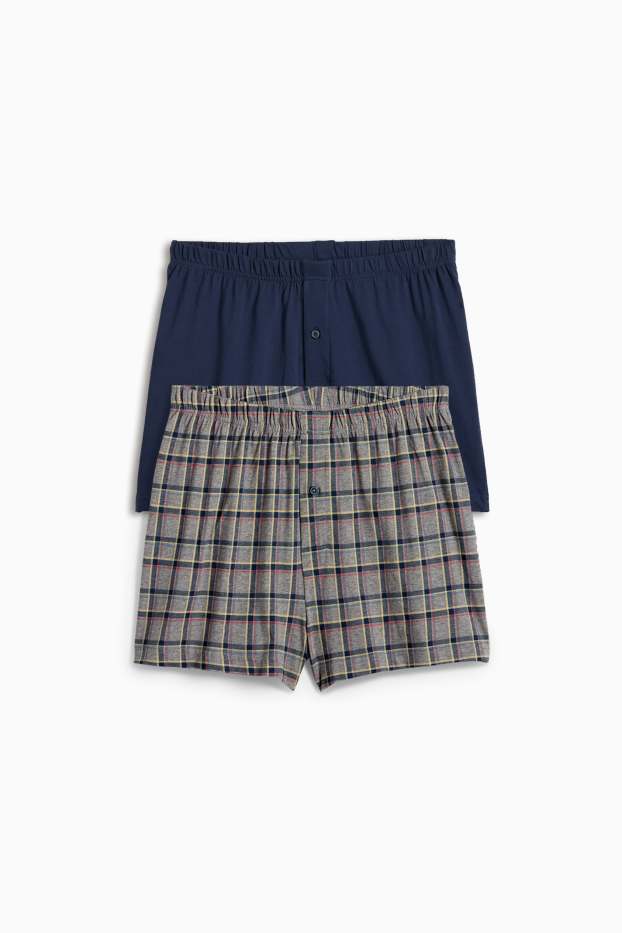 Herren - Multipack 2er - Boxershorts - Jersey - dunkelblau