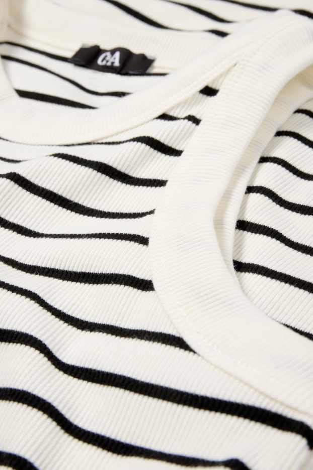 Donna - Vestito - straight fit - a coste - a righe - bianco / nero