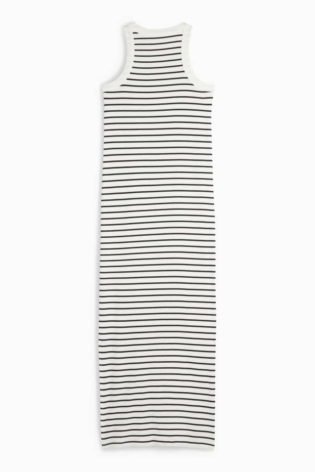 Donna - Vestito - straight fit - a coste - a righe - bianco / nero