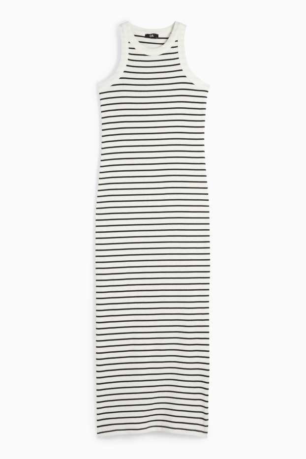 Donna - Vestito - straight fit - a coste - a righe - bianco / nero