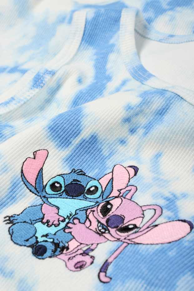 Enfants filles - Lilo & Stitch - robe - finition côtelée - à motif - bleu / blanc