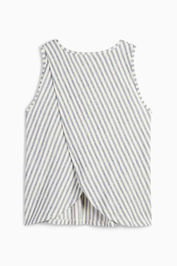 Dames - Blousetop - gestreept - licht beige