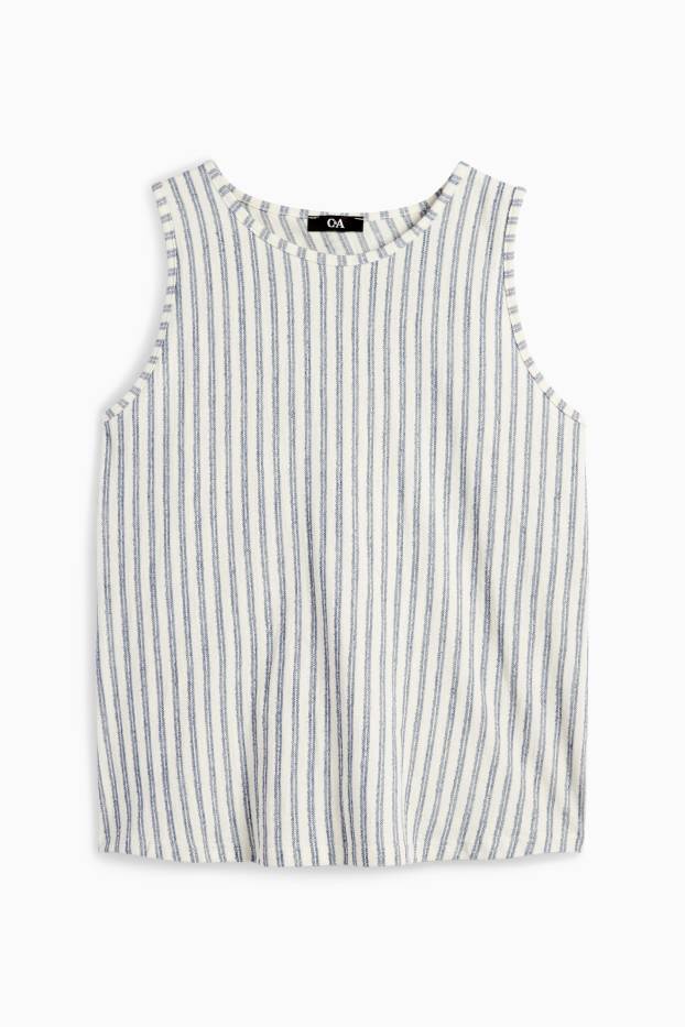 Dames - Blousetop - gestreept - licht beige