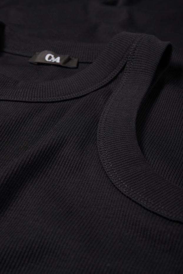 Women - Bodycon dress - ribbed - black