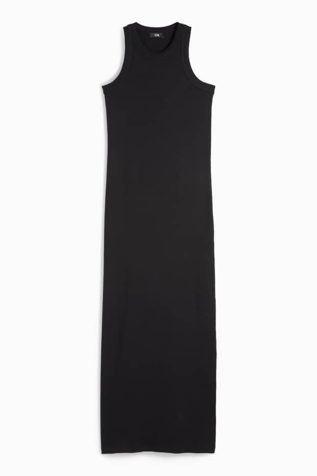 Women - Bodycon dress - ribbed - black