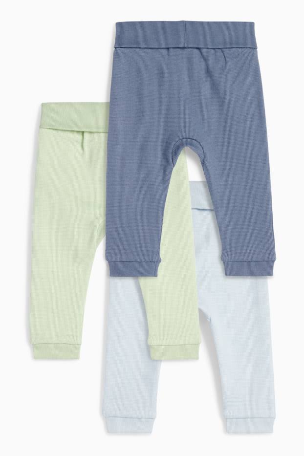 Bébés garçons - Lot de 3 - pantalon de jogging bébé - finition texturée - bleu clair