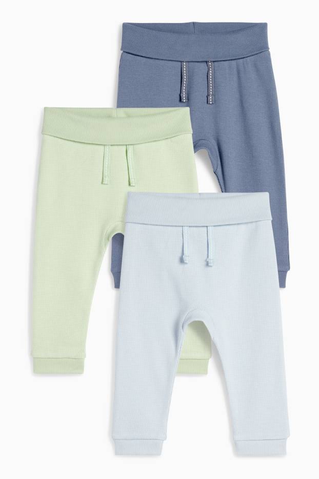 Bébés garçons - Lot de 3 - pantalon de jogging bébé - finition texturée - bleu clair