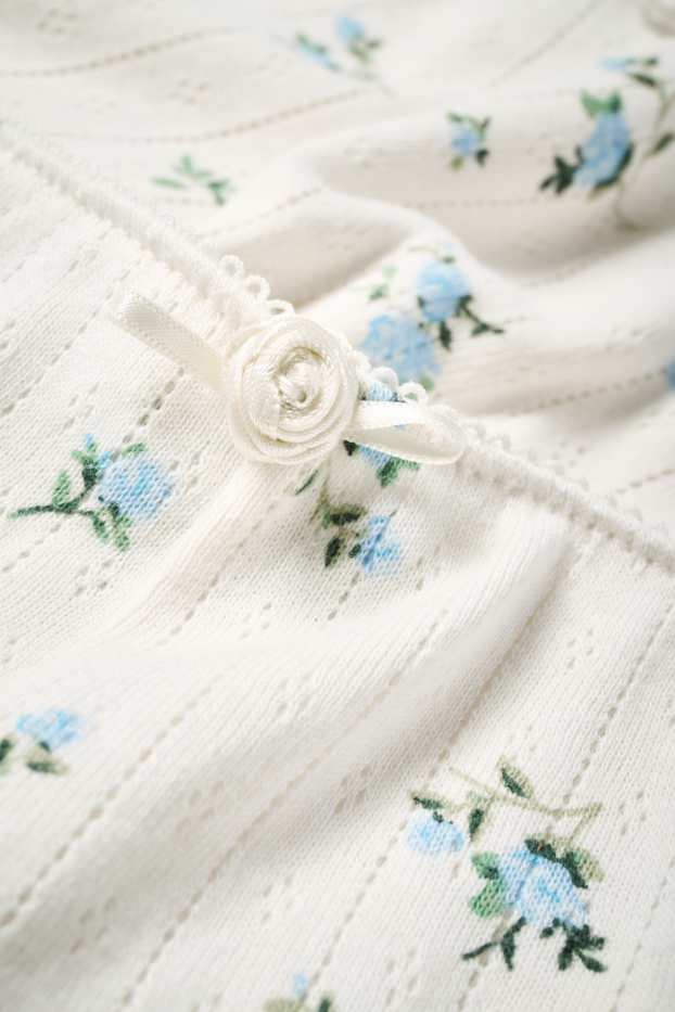 Dames - Korte broek - mid waist - gebloemd - crème wit