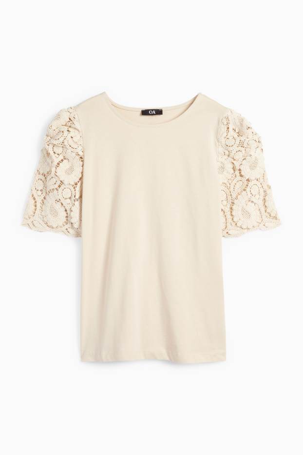 Damen - T-Shirt - Regular Fit - beige