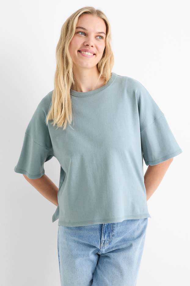 Dámské - Tričko - oversized - modrá