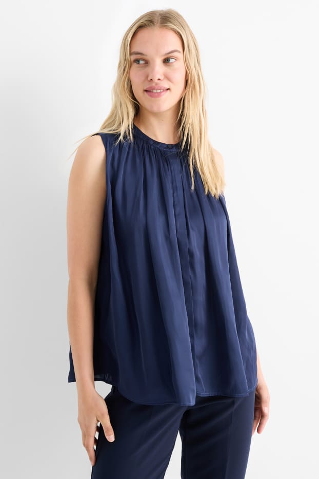 Femmes - Chemisier sans manches - bleu foncé