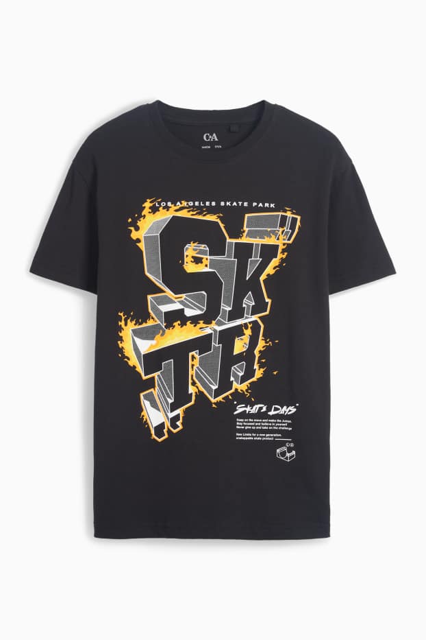 Copii - Băieți - Skater - tricou cu mânecă scurtă - negru