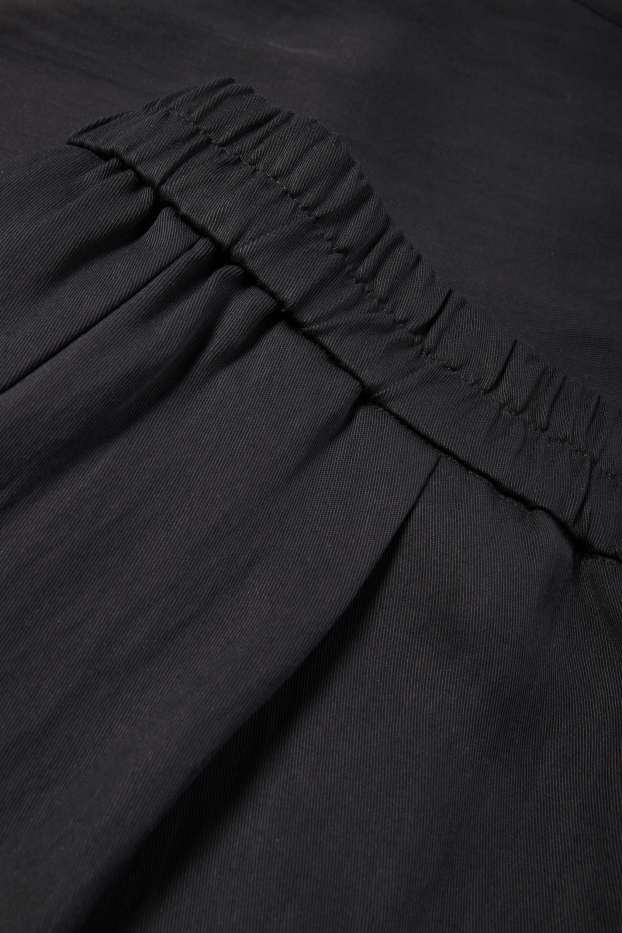 Women - Cloth trousers - mid-rise waist - wide leg - black