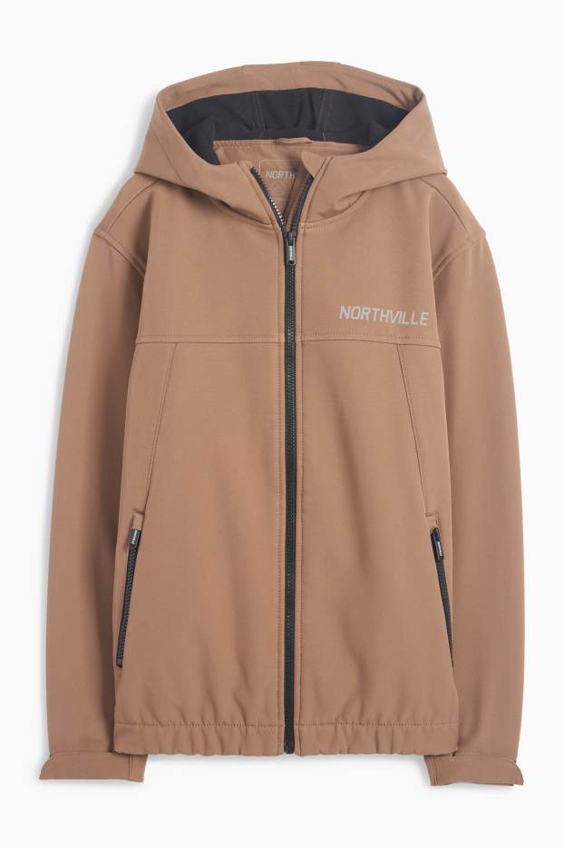 Copii - Băieți - Geacă softshell cu glugă - impermeabilă - maro