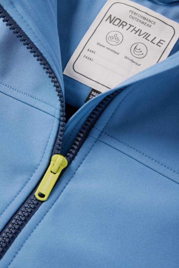 Enfants garçons - Veste à coquille souple avec capuche - imperméable - bleu