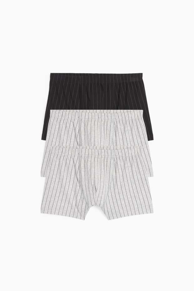 Hommes - Lot de 3 - boxers - à rayures - gris