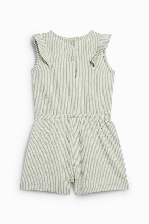 Baby Mädchen - Baby-Jumpsuit - gestreift - strukturiert - grün / cremeweiss