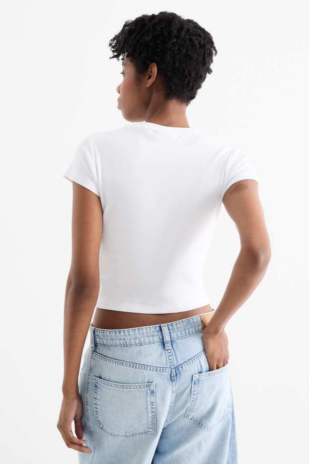 Femei - Tricou crop - Furby - alb