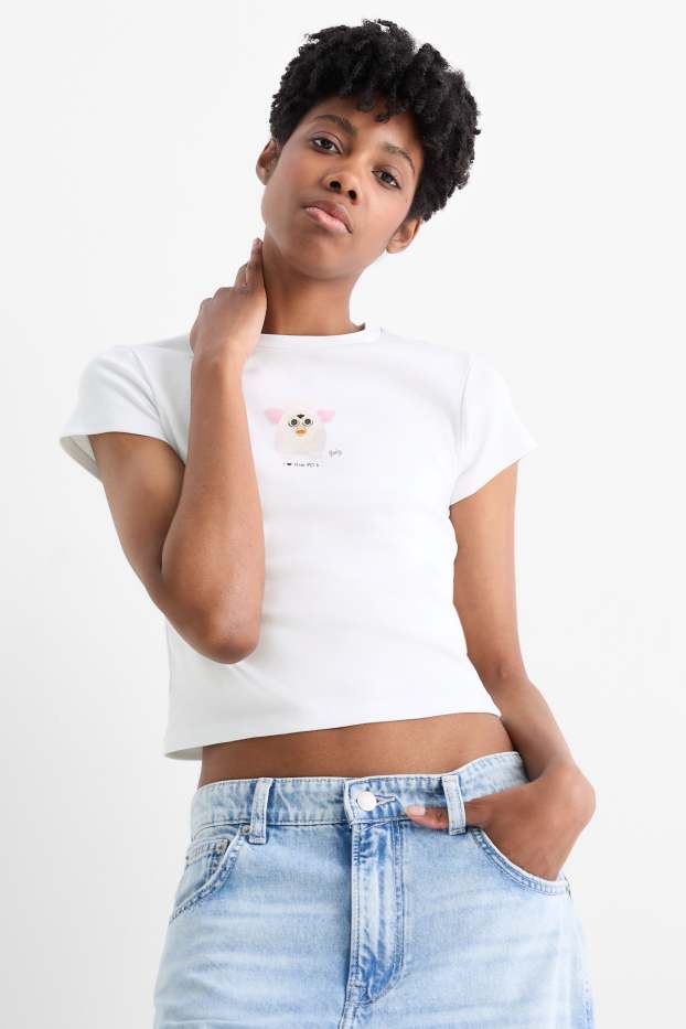 Dámské - Krátké tričko - Furby - bílá