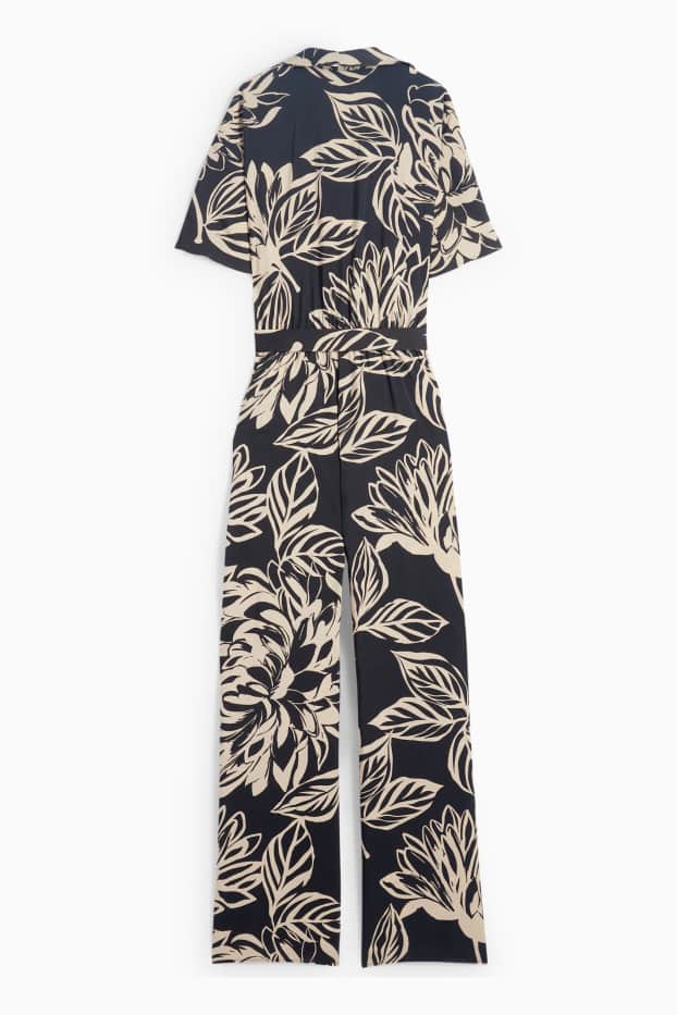 Mujer - Mono - de flores - negro / beis