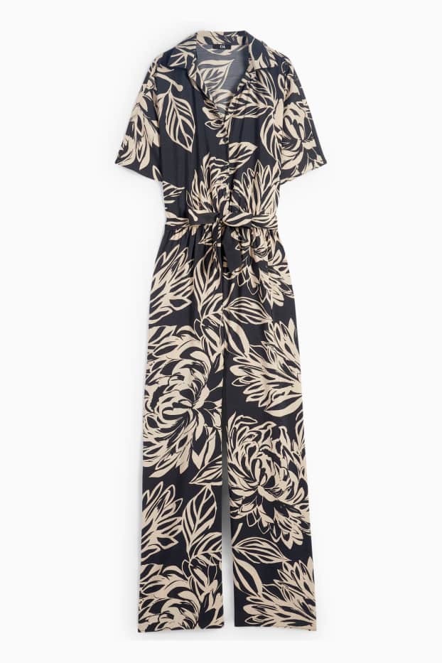 Mujer - Mono - de flores - negro / beis