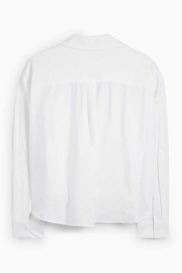 Damen - Bluse mit Knotendetail - weiß