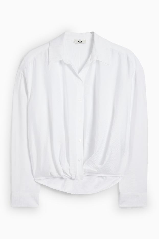 Damen - Bluse mit Knotendetail - weiß