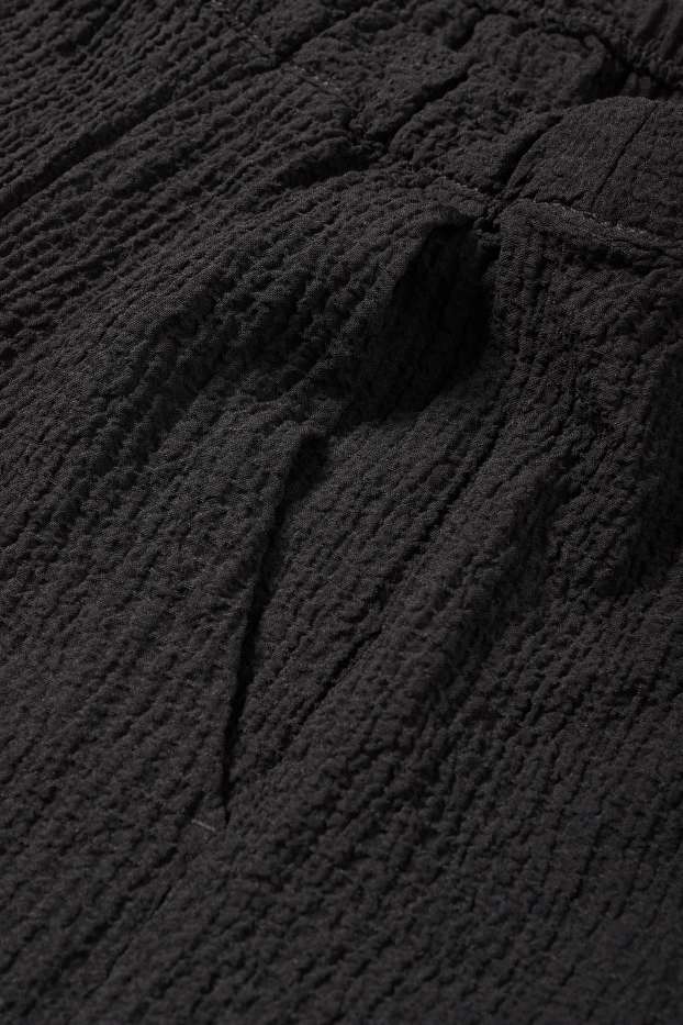 Femmes - Short - high waist - texturé - noir