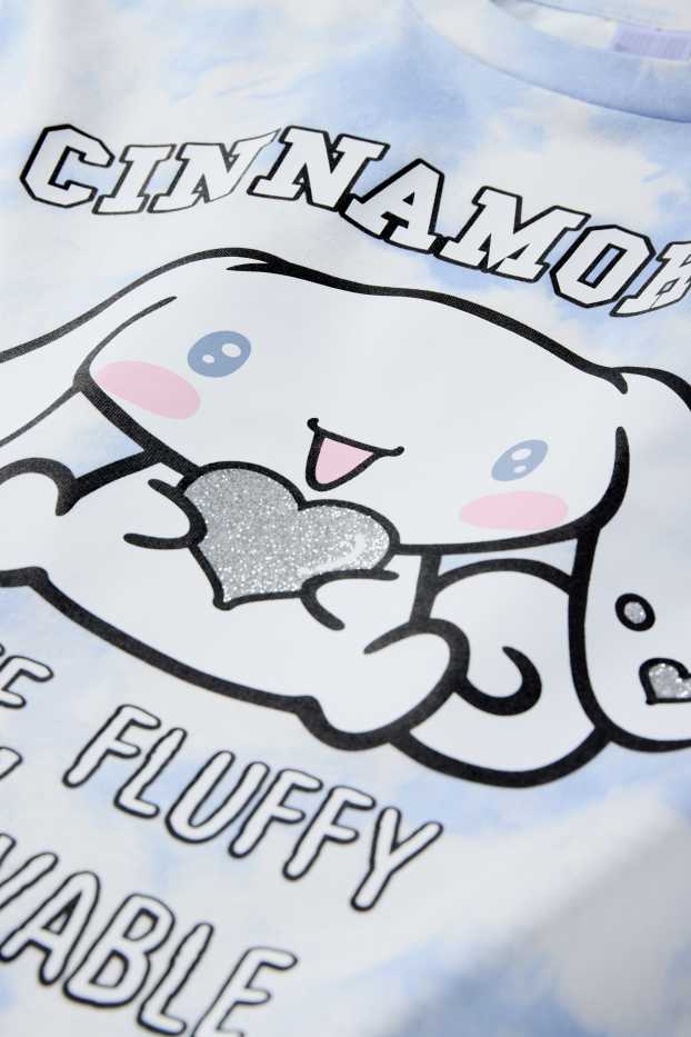 Kinder Mädchen - Cinnamoroll - Kurzarmshirt - gemustert - weiss / hellblau