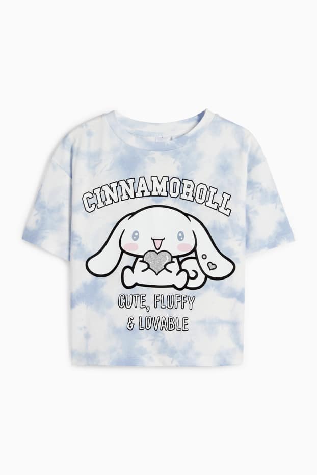 Kinder Mädchen - Cinnamoroll - Kurzarmshirt - gemustert - weiss / hellblau