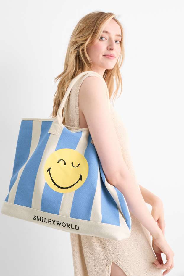 Damen - Großer Shopper - SmileyWorld® - blau / weiss