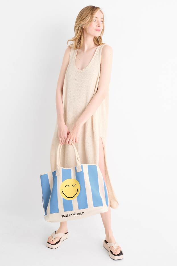 Damen - Großer Shopper - SmileyWorld® - blau / weiss