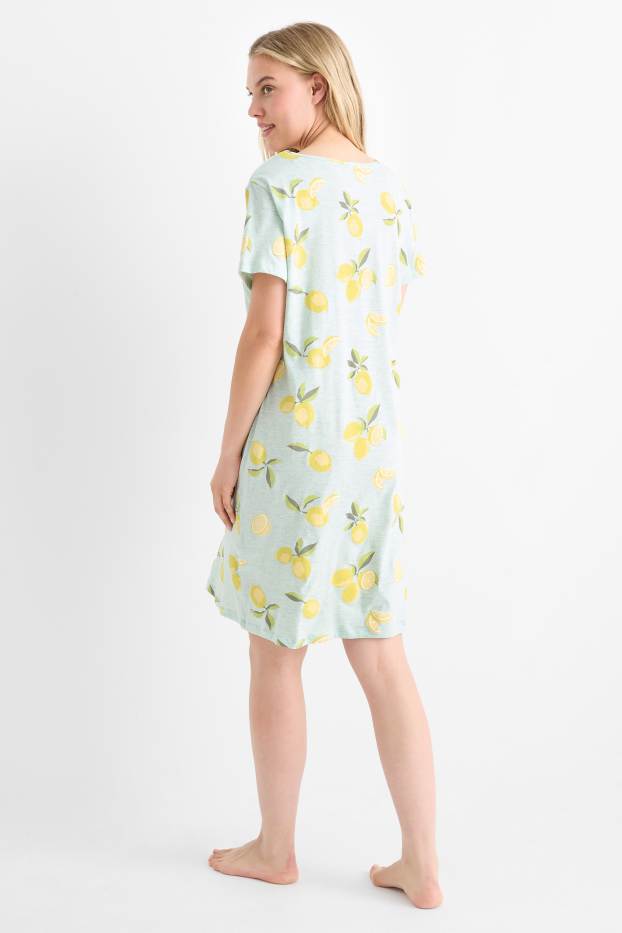 Femmes - Chemise de nuit - à motif - vert menthe