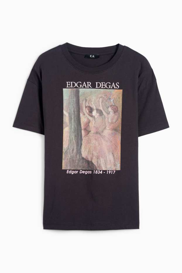 Dames - T-shirt - oversized - Edgar Degas - zwart