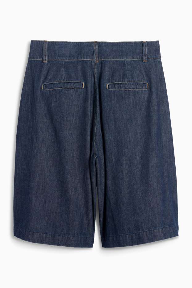 Donna - Bermuda di jeans - vita media - jeans blu scuro