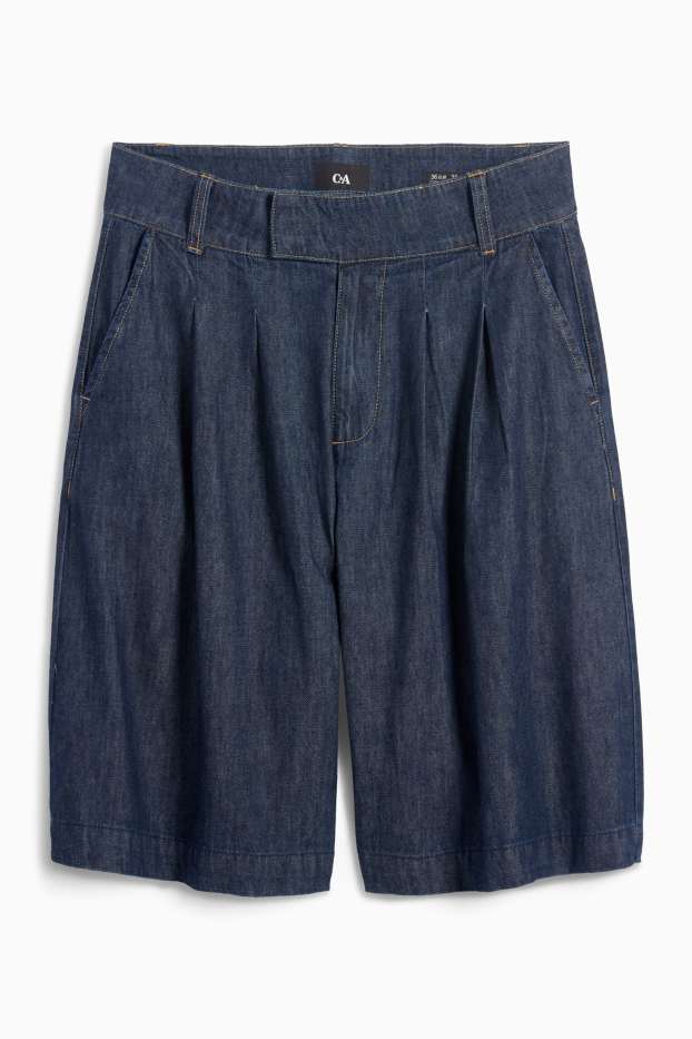Donna - Bermuda di jeans - vita media - jeans blu scuro
