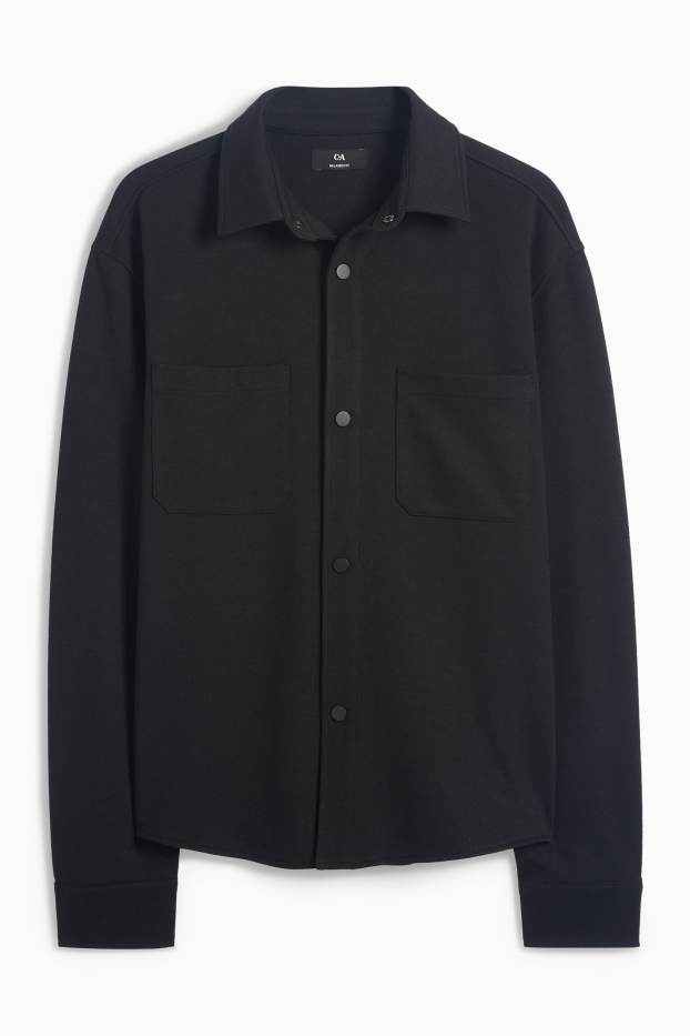 Men - Shirt - relaxed fit - kent collar - black