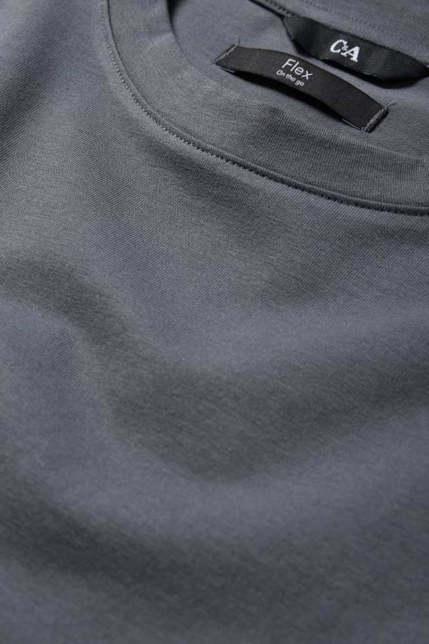 Pánské - Tričko - slim fit - Flex - tmavošedá